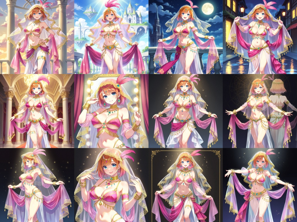 【Anima Base V1向け】Pink Jewel Dancer Outfit|宝石舞姫衣装プロンプト集 50種【HTML・コピーボタン付き】