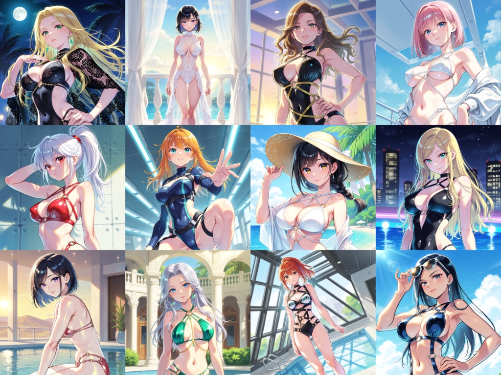 Anima Base V1向け・過激系水着ファッション イラストプロンプト集(100種)