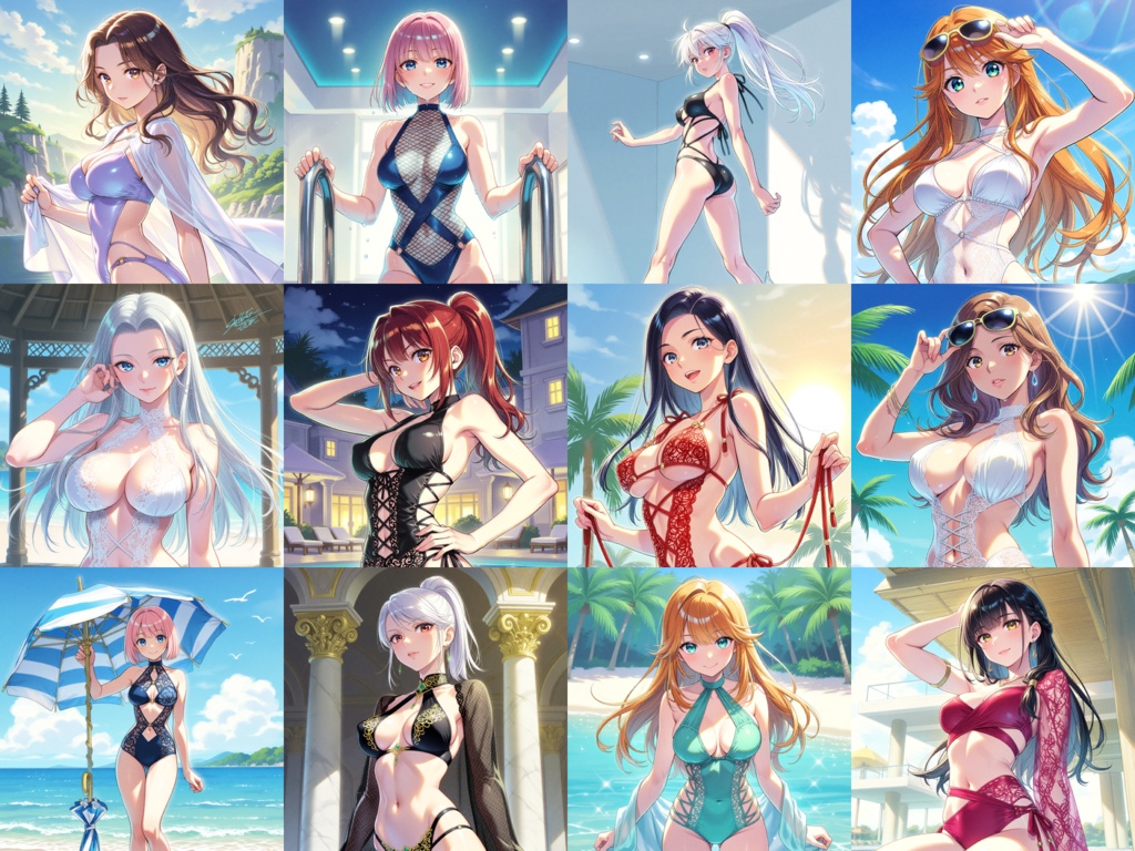 Anima Base V1向け・過激系水着ファッション イラストプロンプト集(100種)
