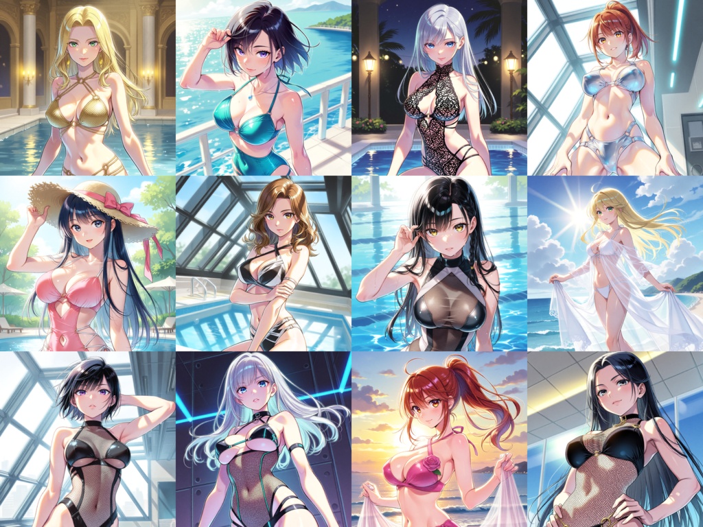 Anima Base V1向け・過激系水着ファッション イラストプロンプト集(100種)