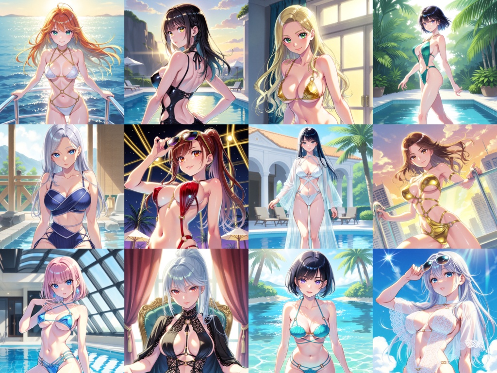 Anima Base V1向け・過激系水着ファッション イラストプロンプト集(100種)