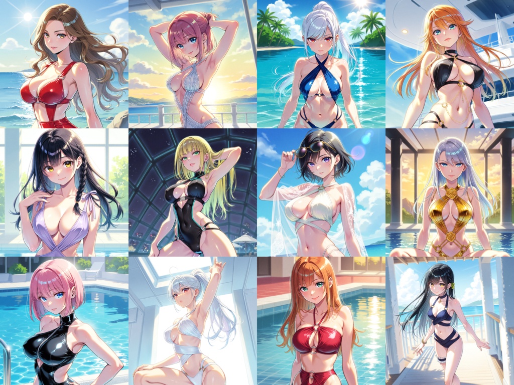 Anima Base V1向け・過激系水着ファッション イラストプロンプト集(100種)