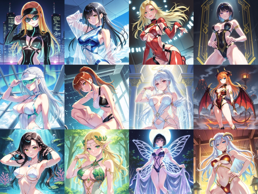 Anima Base V1向け・過激系水着ファッション イラストプロンプト集(100種)