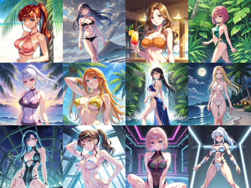 Anima Base V1向け・過激系水着ファッション イラストプロンプト集(100種)