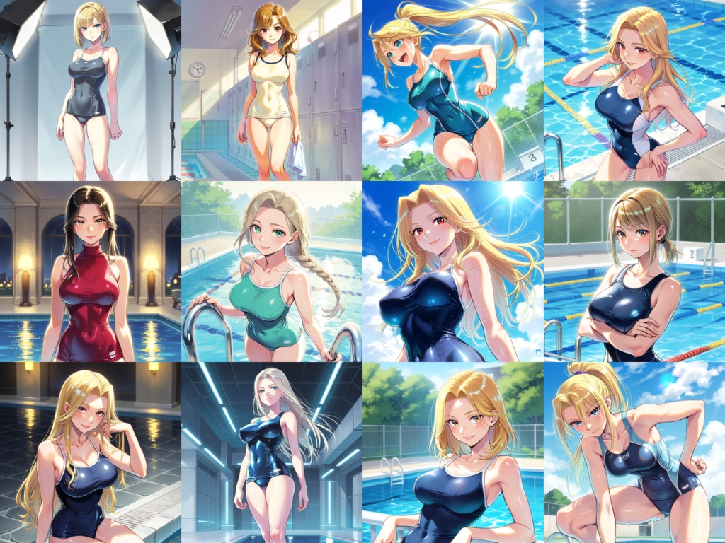 【Anima Base V1向け】スクール水着ファッション イラストプロンプト100種