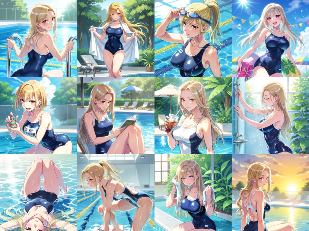 【Anima Base V1向け】スクール水着ファッション イラストプロンプト100種