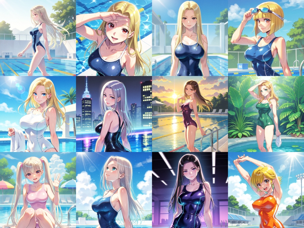 【Anima Base V1向け】スクール水着ファッション イラストプロンプト100種