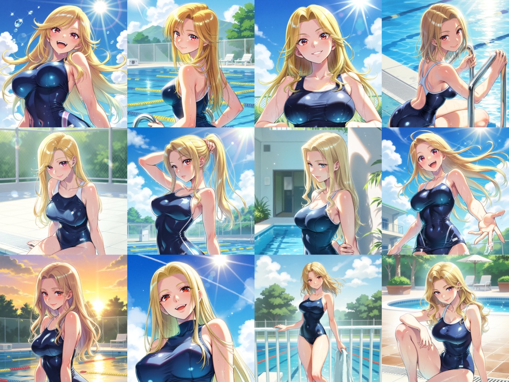 【Anima Base V1向け】スクール水着ファッション イラストプロンプト100種