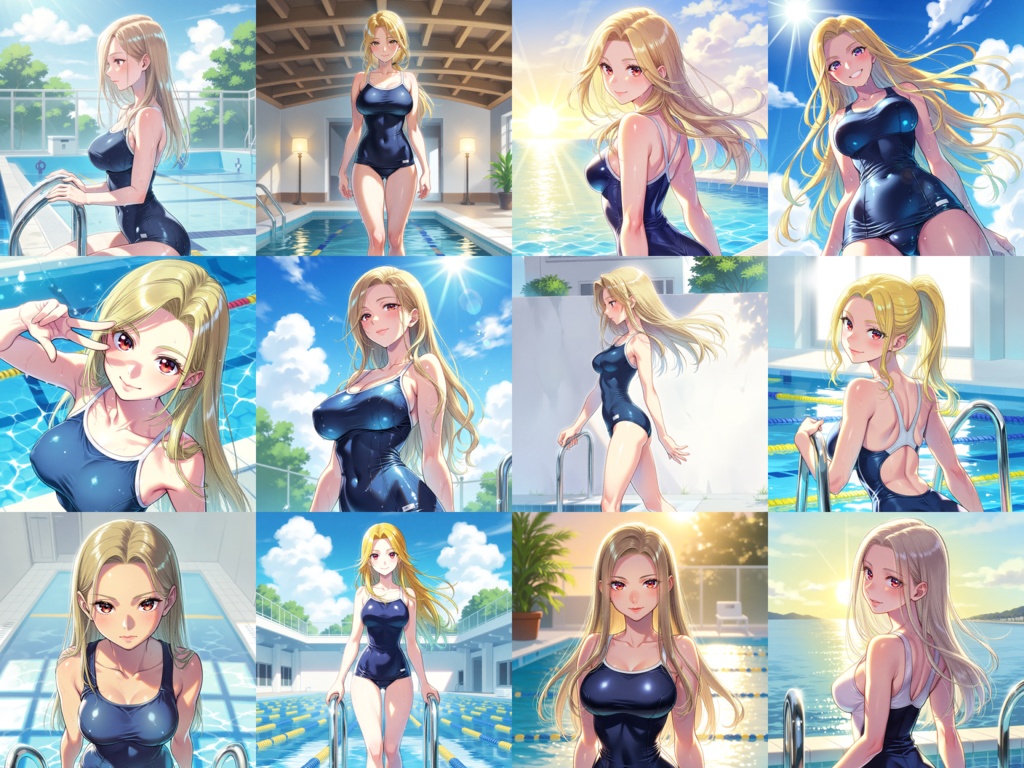 【Anima Base V1向け】スクール水着ファッション イラストプロンプト100種