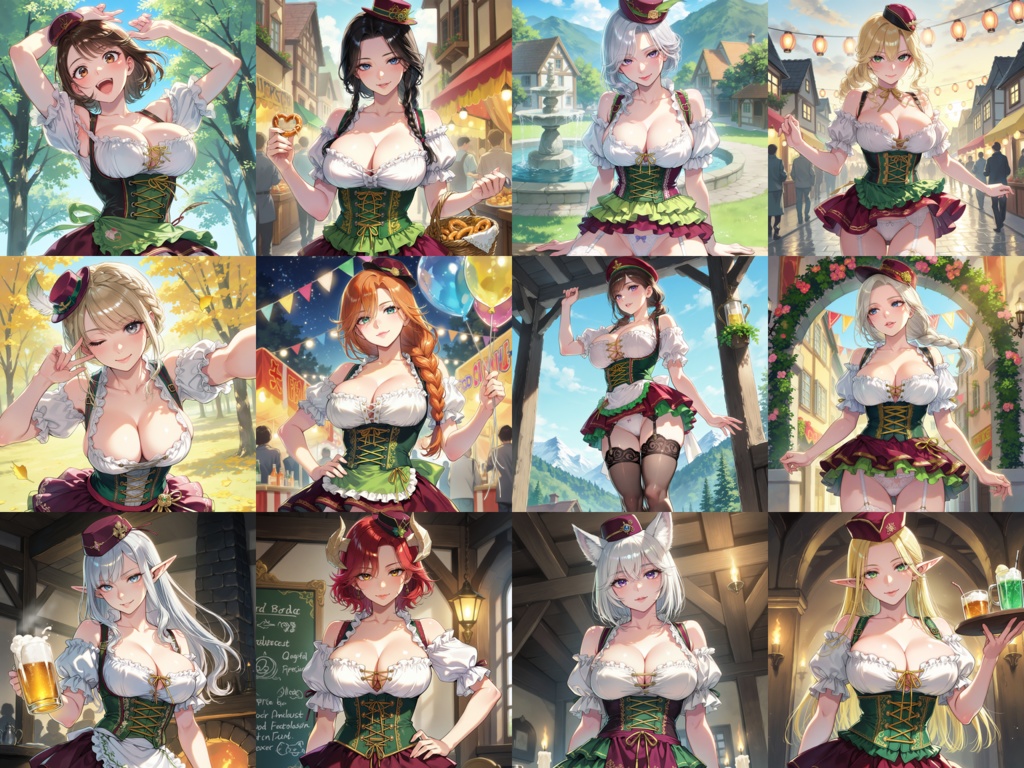 Anima Base向け ディアンドル風衣装プロンプト集100|ビアメイド
