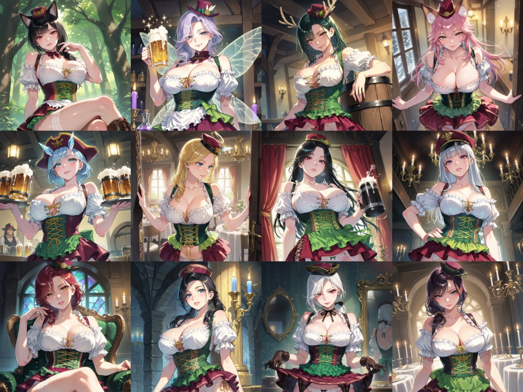 Anima Base向け ディアンドル風衣装プロンプト集100|ビアメイド