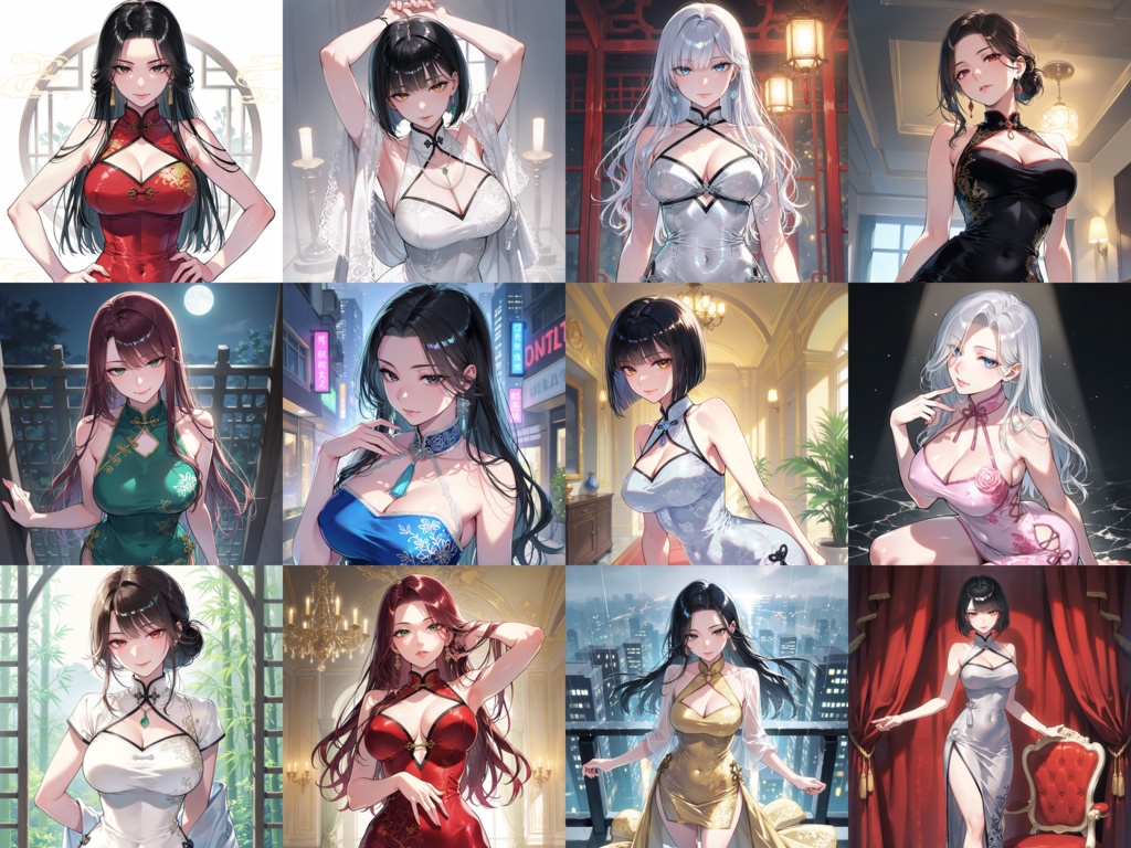 【Anima Base向け】チャイナドレス イラストプロンプト集100種
