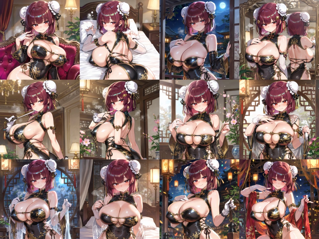 【Anima Base向け】妖艶チャイナドレス イラストプロンプト集100(衣装イメージ固定、構図ポーズ違い))