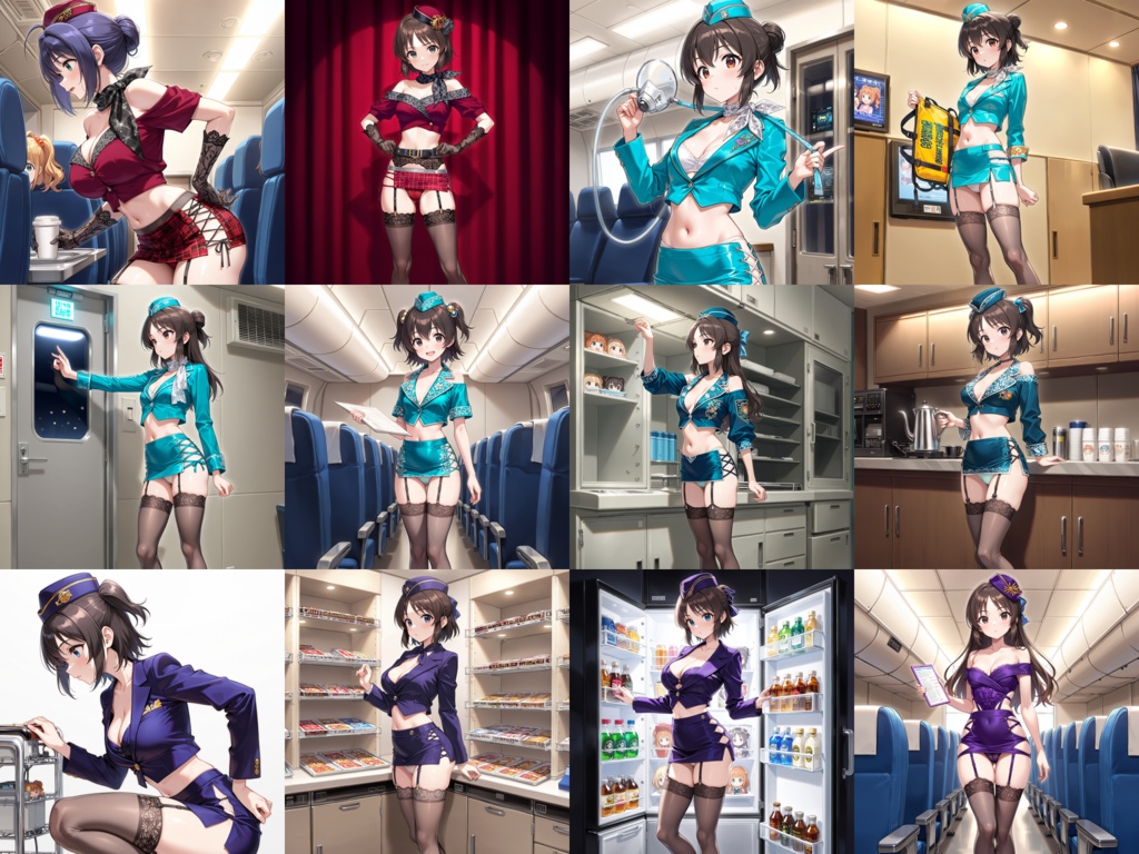 【Anima Base】世界のフライトアテンダント制服・超ミニ&フェティッシュ衣装250種プロンプト集