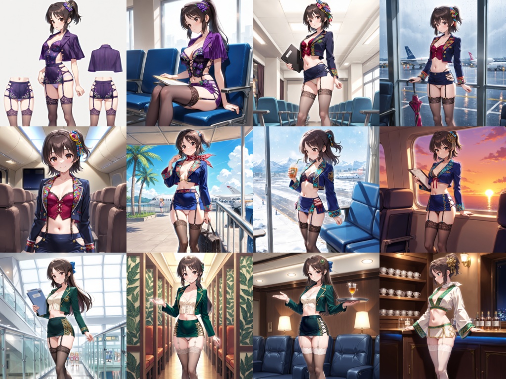 【Anima Base】世界のフライトアテンダント制服・超ミニ&フェティッシュ衣装250種プロンプト集