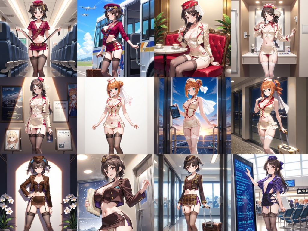 【Anima Base】世界のフライトアテンダント制服・超ミニ&フェティッシュ衣装250種プロンプト集