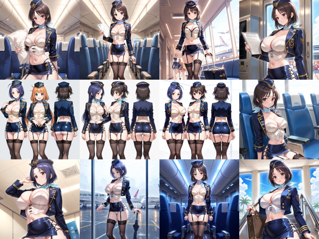 【Anima Base】世界のフライトアテンダント制服・超ミニ&フェティッシュ衣装250種プロンプト集