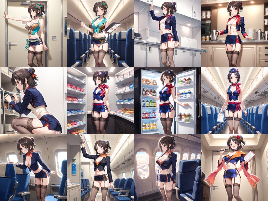 【Anima Base】世界のフライトアテンダント制服・超ミニ&フェティッシュ衣装250種プロンプト集