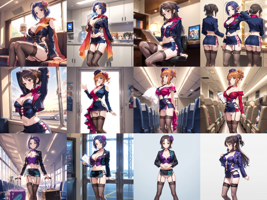 【Anima Base】世界のフライトアテンダント制服・超ミニ&フェティッシュ衣装250種プロンプト集