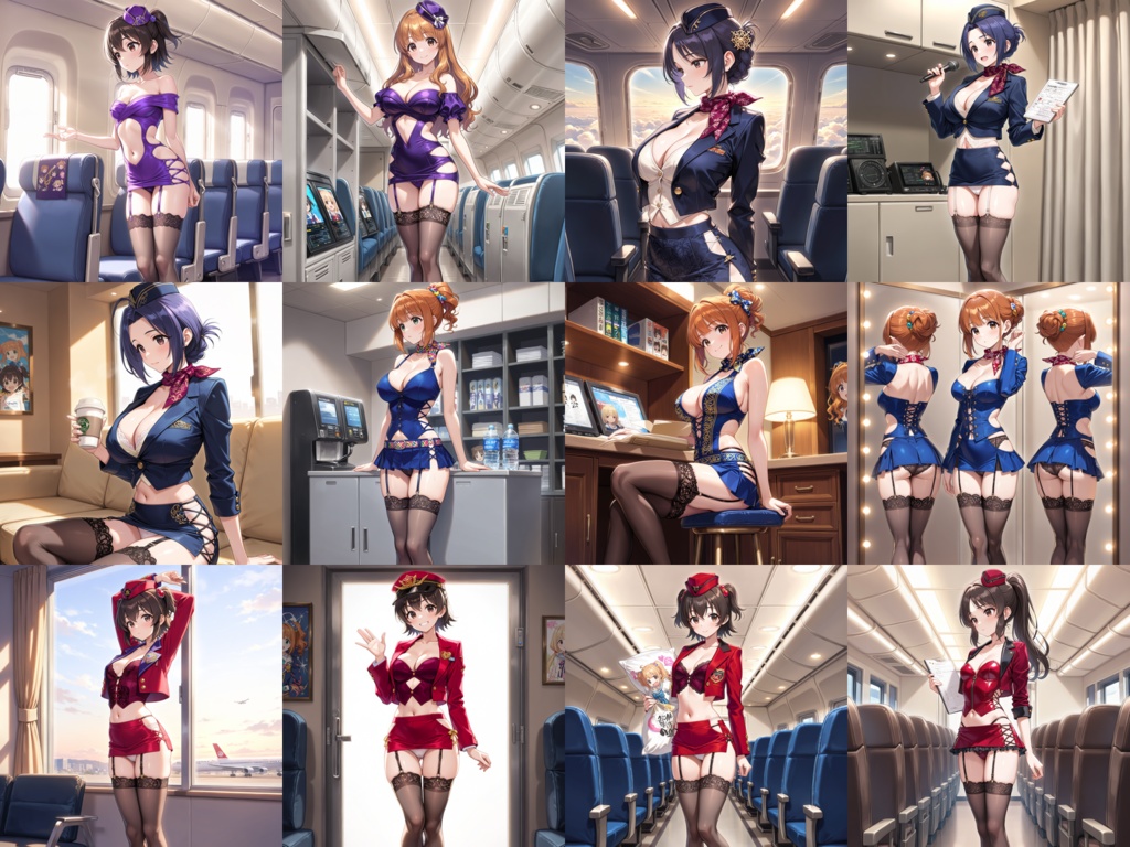 【Anima Base】世界のフライトアテンダント制服・超ミニ&フェティッシュ衣装250種プロンプト集