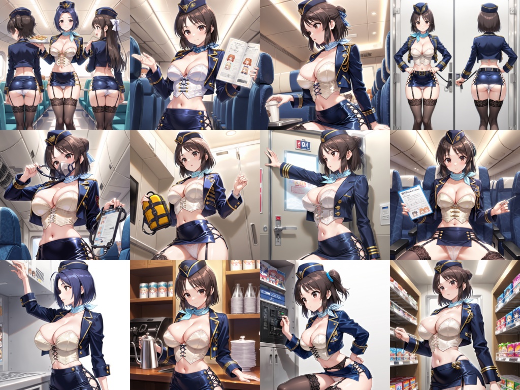 【Anima Base】世界のフライトアテンダント制服・超ミニ&フェティッシュ衣装250種プロンプト集