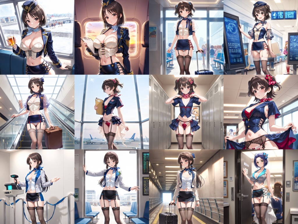 【Anima Base】世界のフライトアテンダント制服・超ミニ&フェティッシュ衣装250種プロンプト集