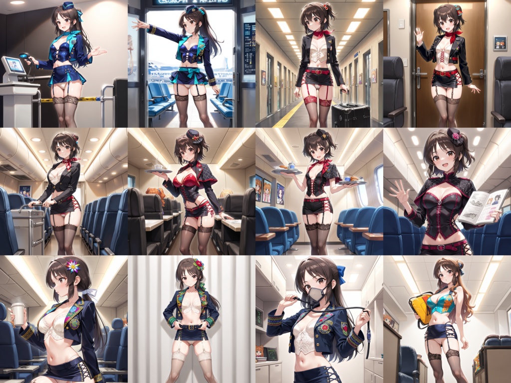 【Anima Base】世界のフライトアテンダント制服・超ミニ&フェティッシュ衣装250種プロンプト集