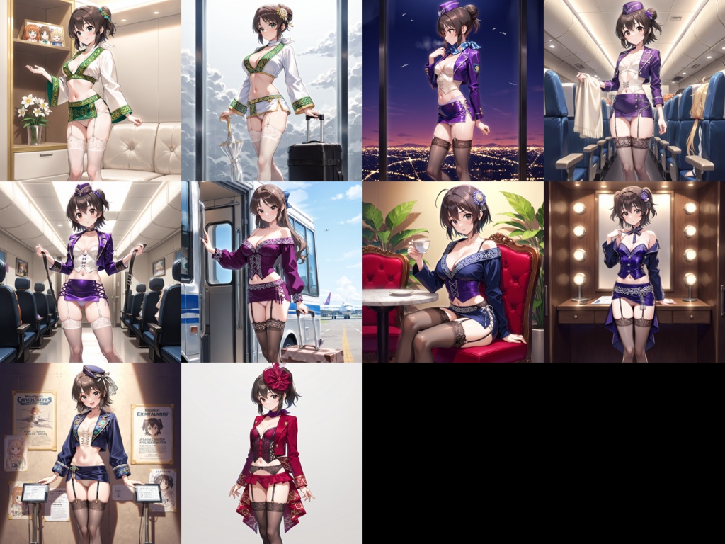 【Anima Base】世界のフライトアテンダント制服・超ミニ&フェティッシュ衣装250種プロンプト集