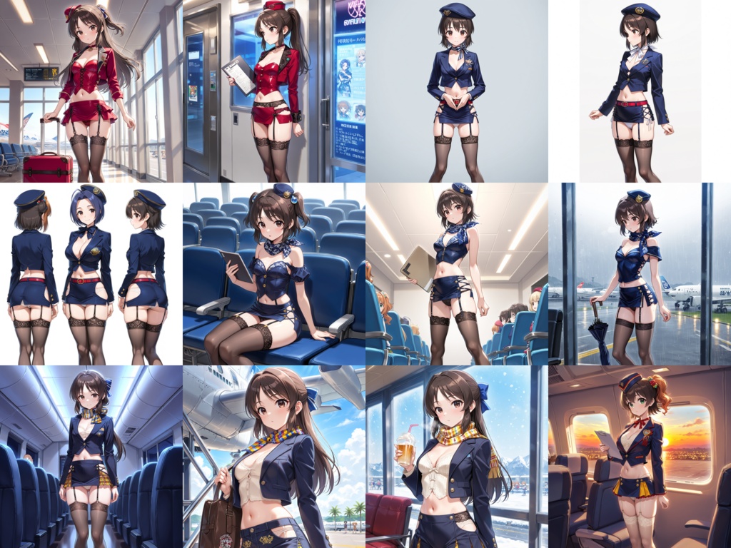 【Anima Base】世界のフライトアテンダント制服・超ミニ&フェティッシュ衣装250種プロンプト集