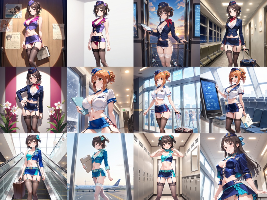 【Anima Base】世界のフライトアテンダント制服・超ミニ&フェティッシュ衣装250種プロンプト集