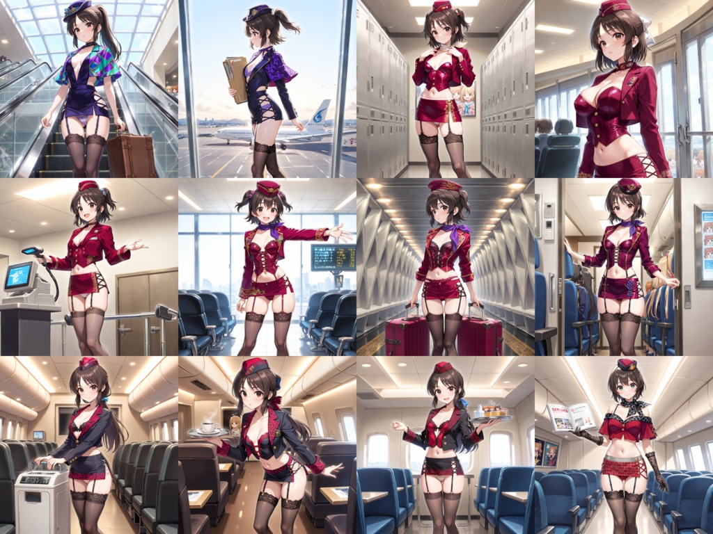 【Anima Base】世界のフライトアテンダント制服・超ミニ&フェティッシュ衣装250種プロンプト集