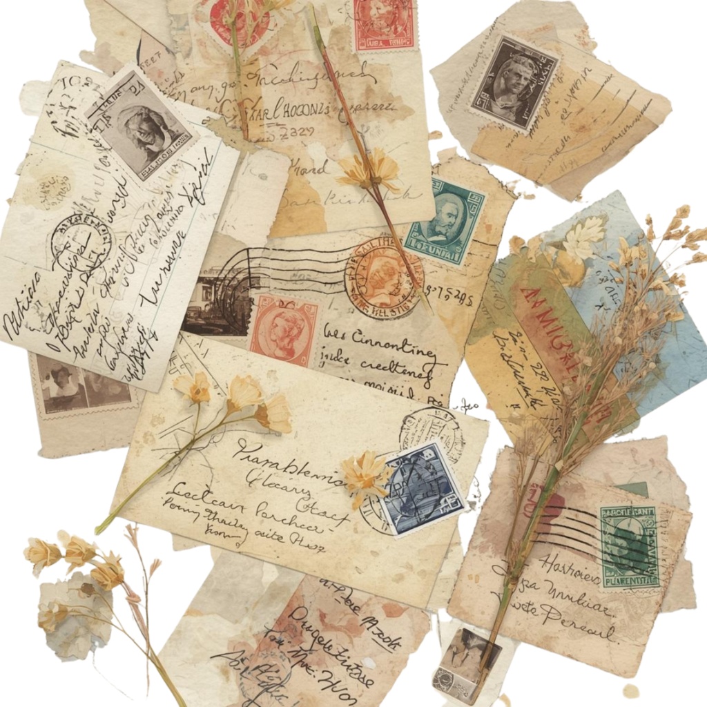 黄色のアンティーク風 水彩旅行クリップアートセット(全9種類/PNG)