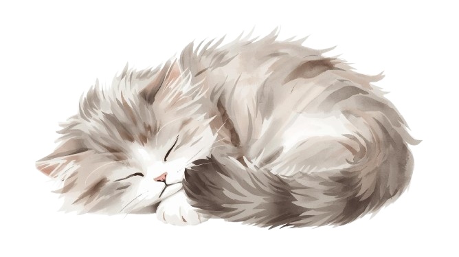 水彩風かわいい猫クリップアートセット(PNG/10種類)