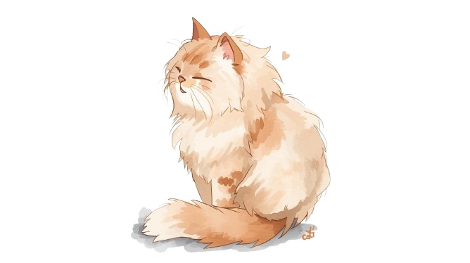 水彩風かわいい猫クリップアートセット(PNG/10種類)