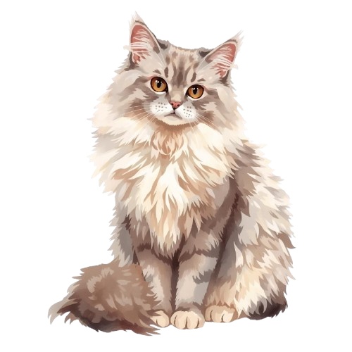 水彩風かわいい猫クリップアートセット(PNG/10種類)