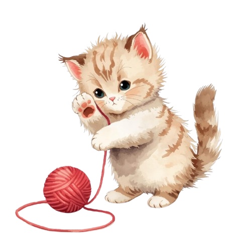 水彩風かわいい猫クリップアートセット(PNG/10種類)