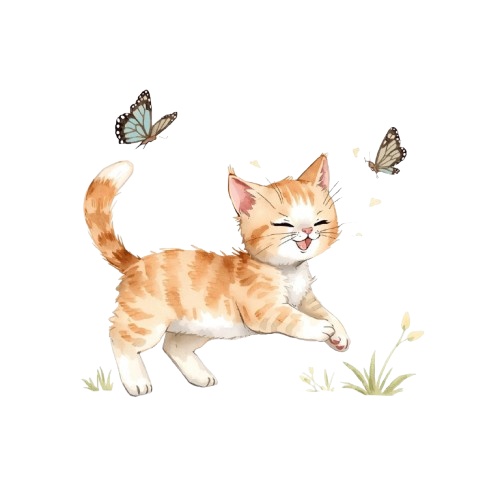 水彩風かわいい猫クリップアートセット(PNG/10種類)