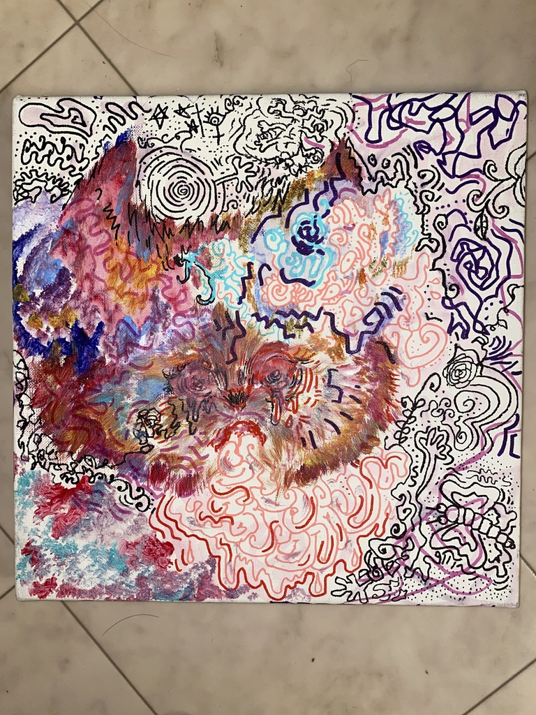 【アクリル絵画】猫だってたくさん苦労してるんだから産まれかわったら猫になりたいなんてかんたんに口にするな