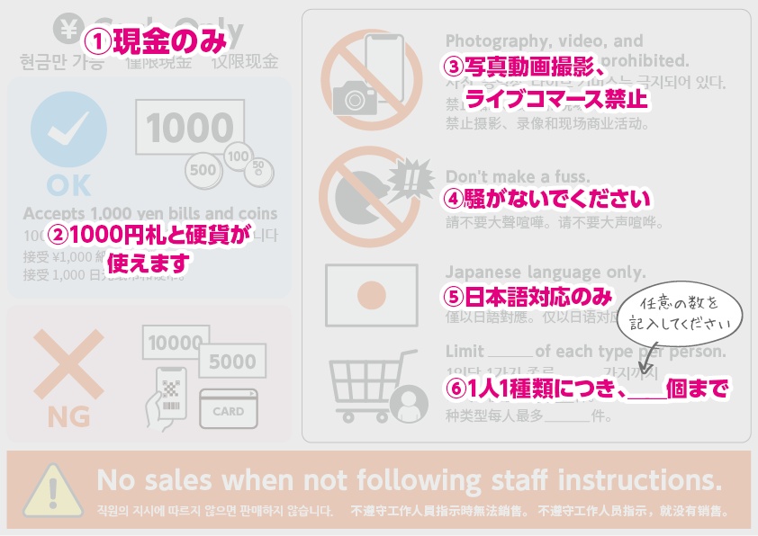 【多言語版】同人誌即売会のための注意書き【2025年11月版】
