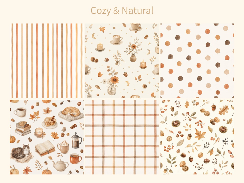 ― 秋の午後を楽しむ水彩デジタルペーパー ― Pumpkin Latte & Books
