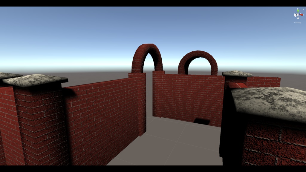 レンガのアーチ、柱、壁