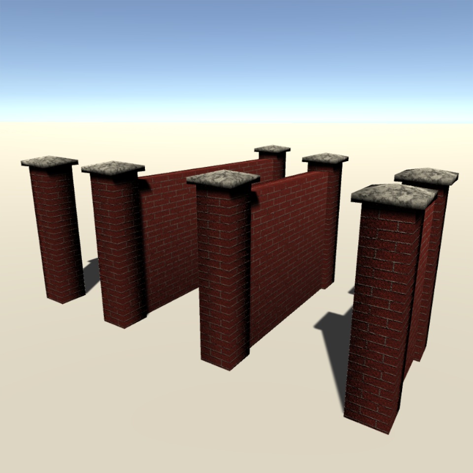 レンガのアーチ、柱、壁