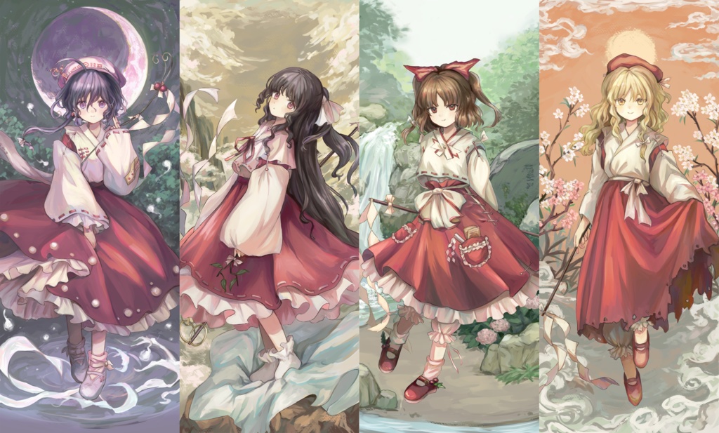蓬莱少女繪幻想の巫女さんクリアしおり4種セット