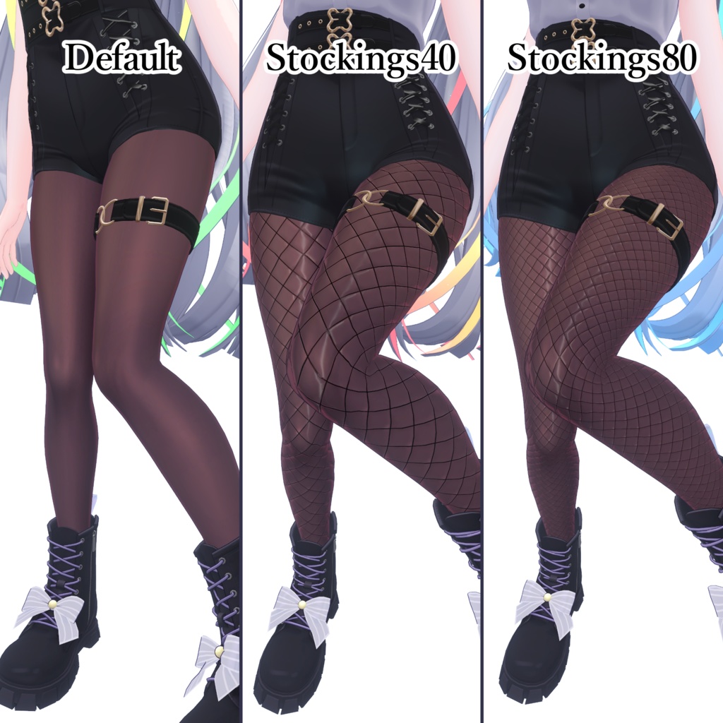 【ラムネ専用】グラデーション&メッシュヘア+デフォルト改変セット(ストッキング&アウター) -Ramune kura39 Gradation&Mesh Hair-