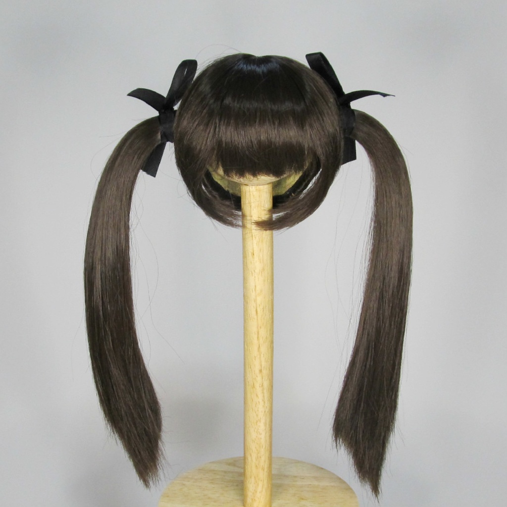 ドールウィッグ 7-8インチ ツインテール ダークブラウン