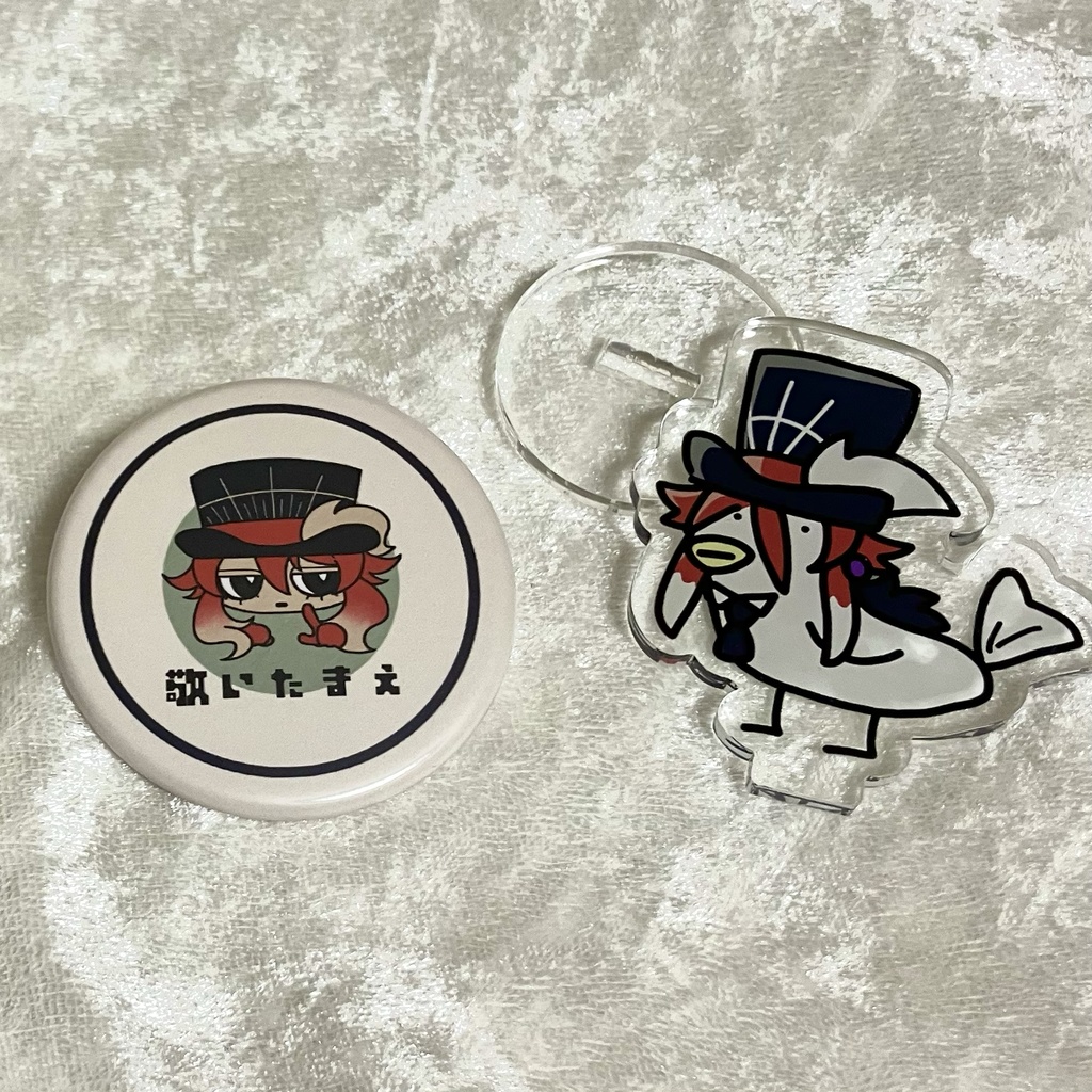 【不敬シリーズ】畏敬缶バッジ・鎮座アクリルスタンド