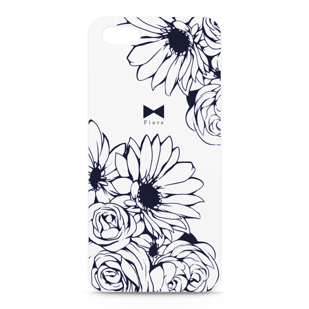 【白×ネイビー】iPhoneケース5/5s/SE/7/7Plus/8/8Plus/XS/X