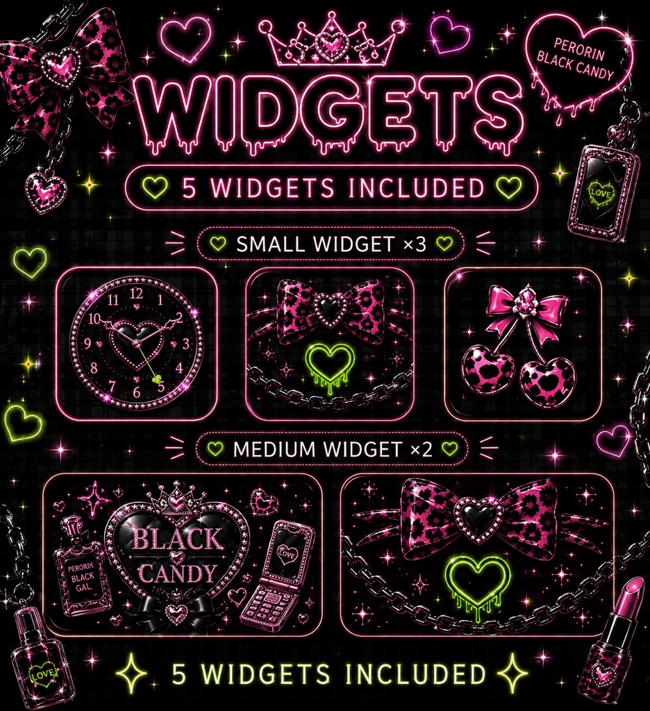 💚 PERORIN BLACK CANDY 💚 iPhone Home Screen Theme ✨74 Items Included✨