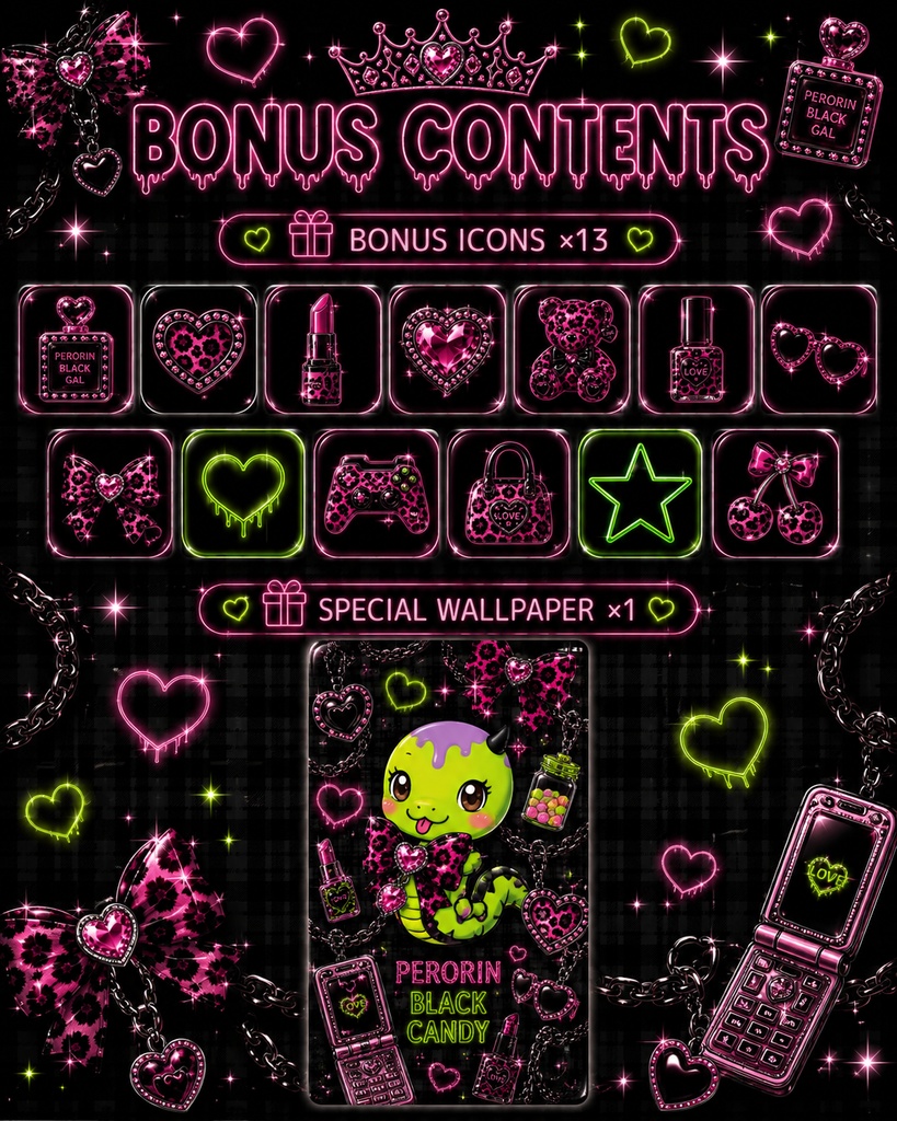 💚 PERORIN BLACK CANDY 💚 iPhone Home Screen Theme ✨74 Items Included✨