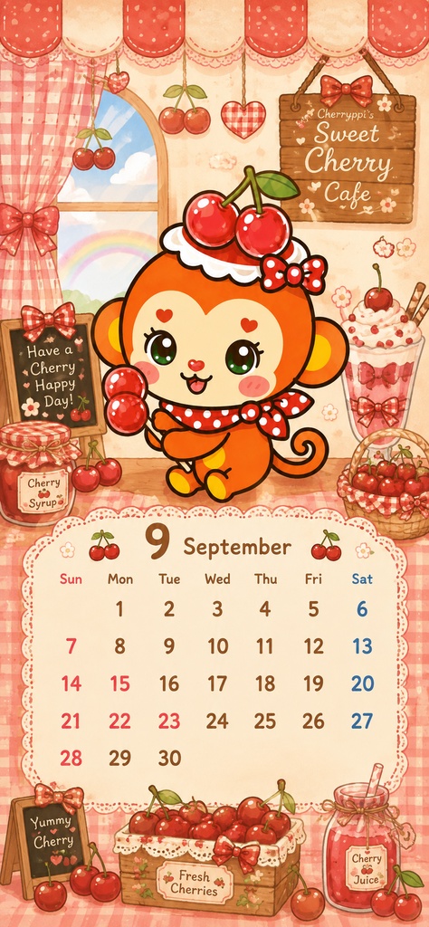 2026.9月カレンダー🍒ちぇりっぴ🍒